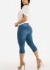 Distressed Mid Rise Stretchy Denim Capris sold by Moda