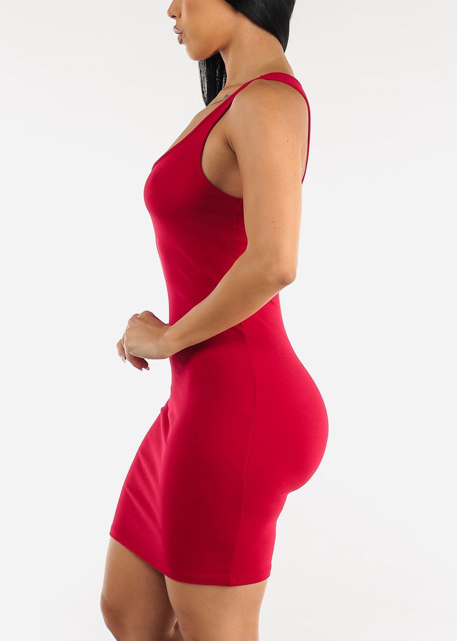 Sleeveless Racerback Bodycon Mini Dress Red sold by Moda product image thumbnail 3