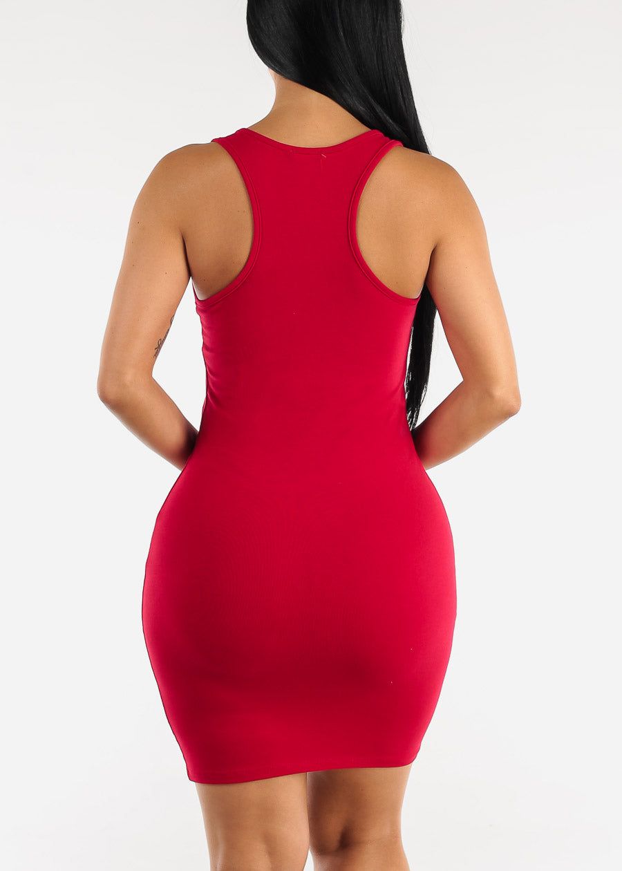 Sleeveless Racerback Bodycon Mini Dress Red sold by Moda product image thumbnail 4
