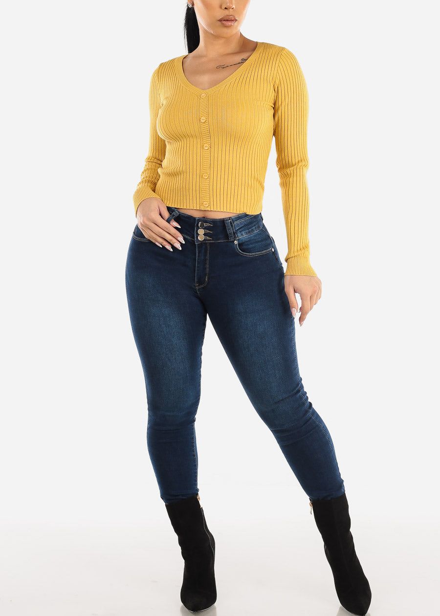 Vneck Long Sleeve Sweater Top Mustard sold by Moda product image thumbnail 2
