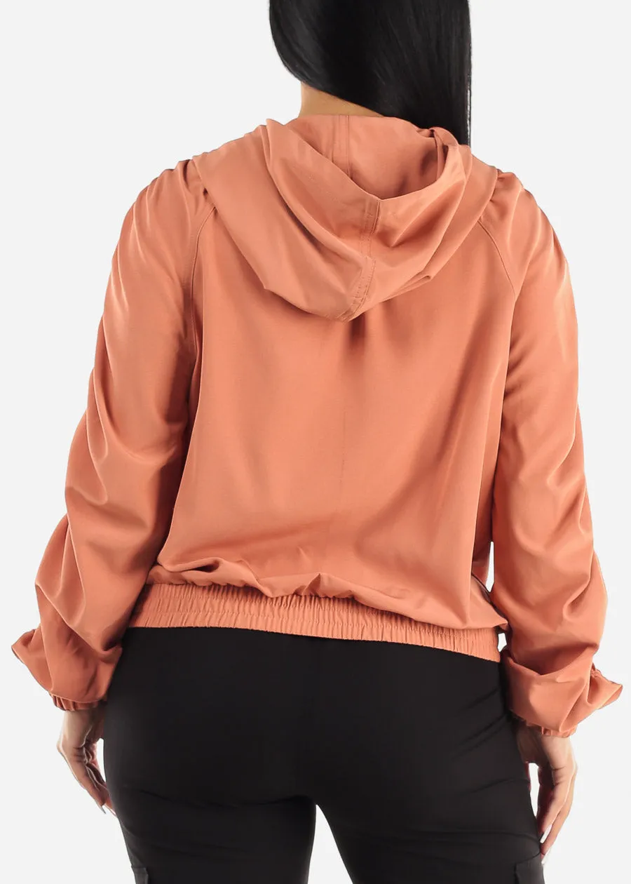 Ruched Long Sleeve Zip Up Jacket Rust sold by Moda product image thumbnail 4