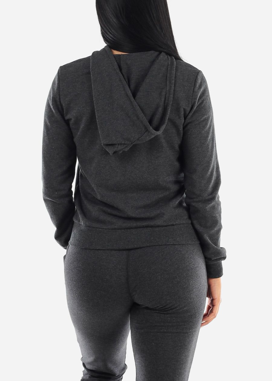 Charcoal Zip Up Long Sleeve Hoodie sold by Moda product image thumbnail 4