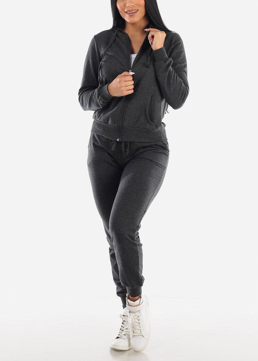 Charcoal Zip Up Long Sleeve Hoodie sold by Moda product image thumbnail 2