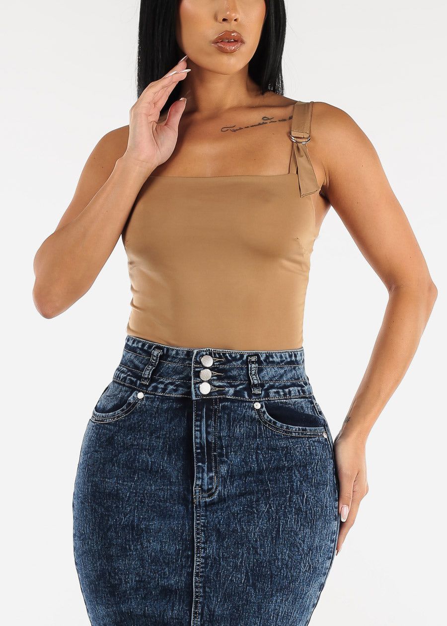 Sleeveless D Ring Straps Khaki Thong Bodysuit sold by Moda product image thumbnail 5