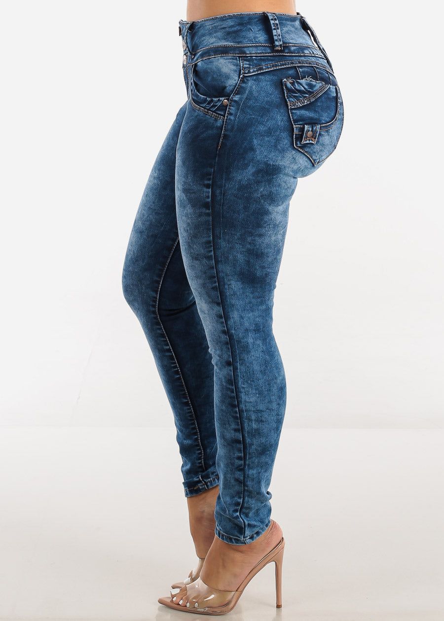 Butt Lifting Acid Wash Stretchy Skinny Jeans sold by Moda product image thumbnail 4
