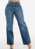 Butt Lift Straight Wide Leg Stretch Jeans Med Dark Blue sold by Moda