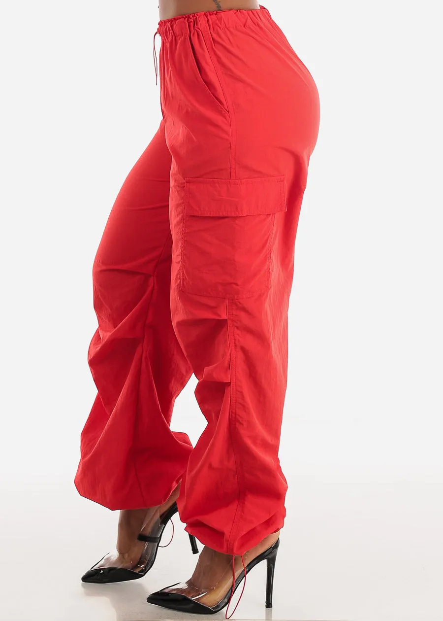 High Waisted Parachute Cargo Pants Red sold by Moda product image thumbnail 3