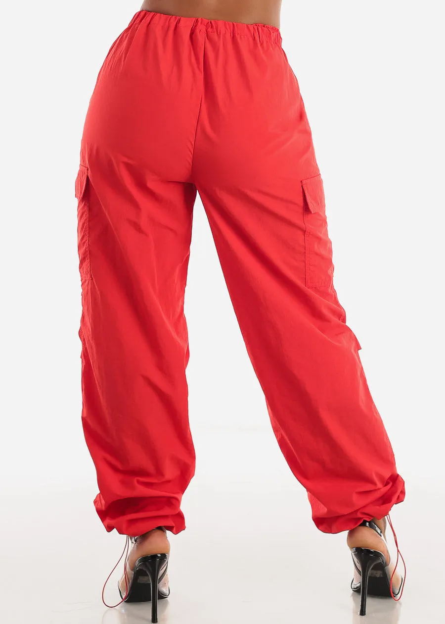 High Waisted Parachute Cargo Pants Red sold by Moda product image thumbnail 4