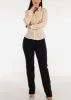Long Sleeve Button Down Ruched Collared Blouse Nude sold by Moda
