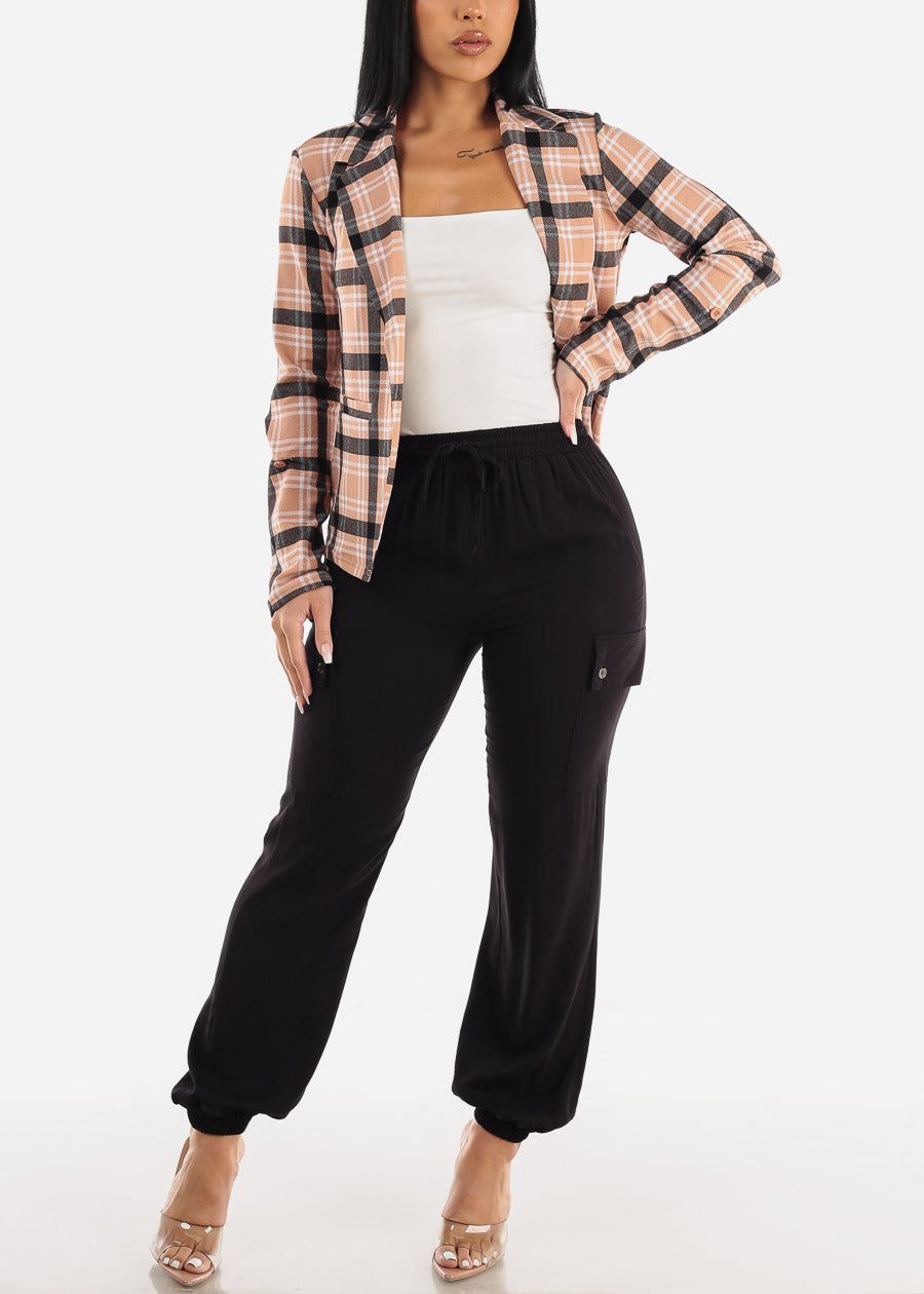 Black High Waist Drawstring Cargo Jogger Pants sold by Moda product image thumbnail 2