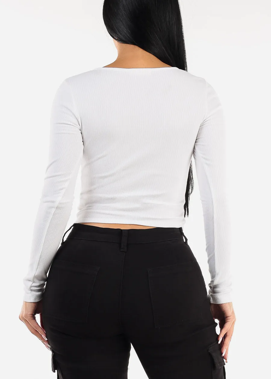 Long Sleeve Square Neck White Top sold by Moda product image thumbnail 4