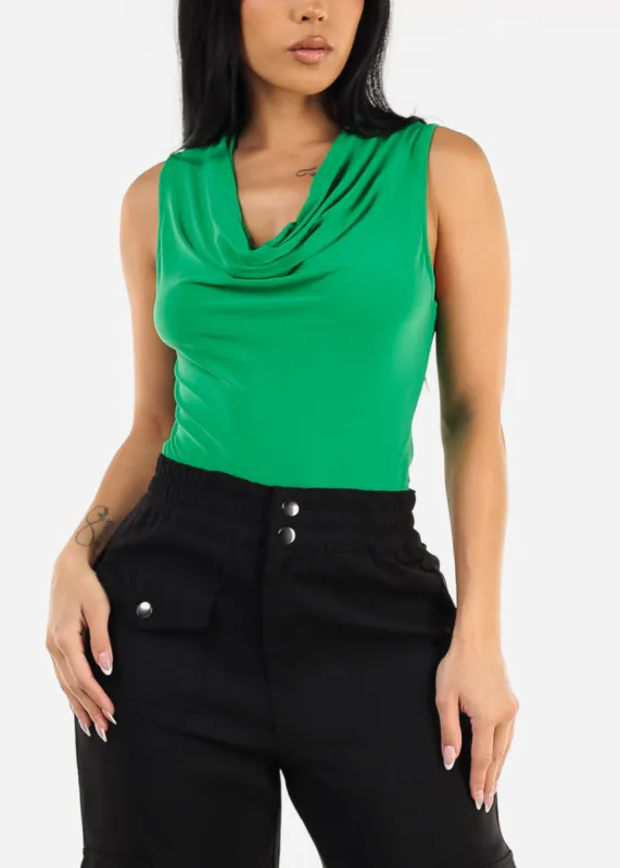 Sleeveless Cowl Neck Blouse Green sold by Moda