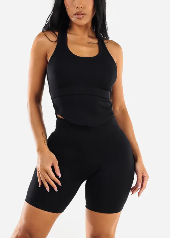 Black Matching Workout Set w Scrunch Bottoms (2pc Set) sold by Moda