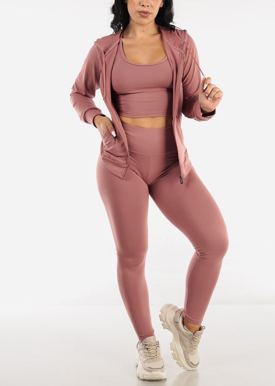 Mauve Activewear Jacket, Sports Bra & Leggings (3 PCE SET) sold by Moda product image thumbnail 2