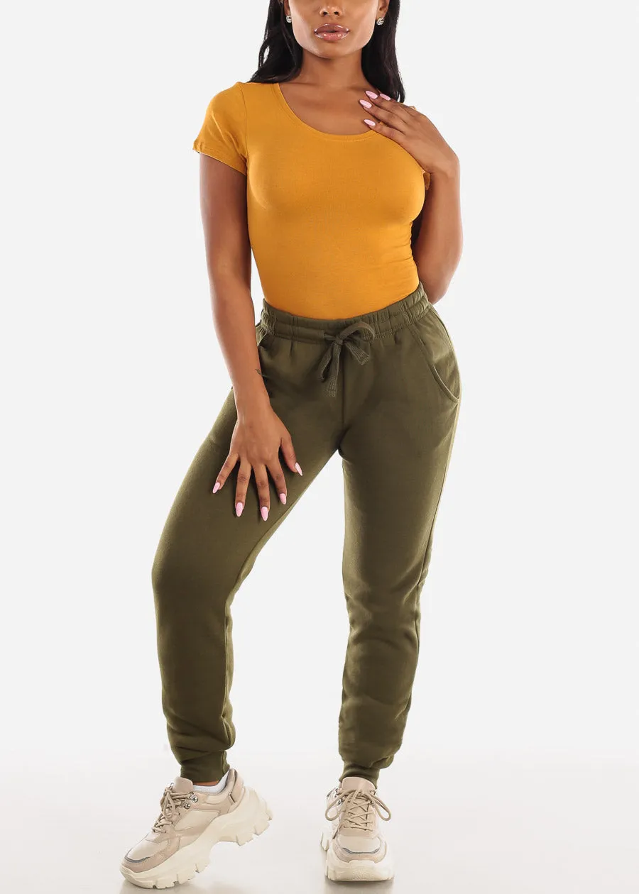 Drawstring Waist Fleece Jogger Sweatpants Olive sold by Moda product image thumbnail 2