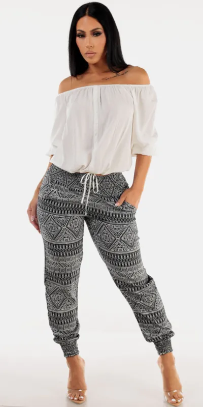 Off Shoulder Printed Pants Set sold by Moda