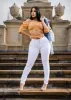 MX JEANS Mid Rise White Butt Lifting Skinny Jeans sold by Moda
