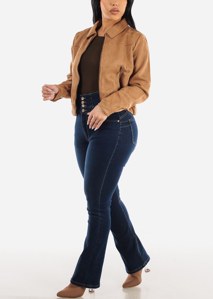 Ribbed Crewneck Long Sleeve Crop Top Olive sold by Moda product image thumbnail 2