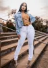 MX JEANS Mid Rise White Butt Lifting Skinny Jeans sold by Moda