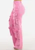 High Waist Utility Cargo Jeans Acid Wash sold by Moda