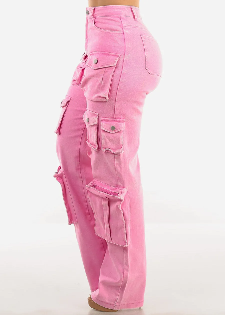 High Waist Utility Cargo Jeans Acid Wash sold by Moda product image thumbnail 4