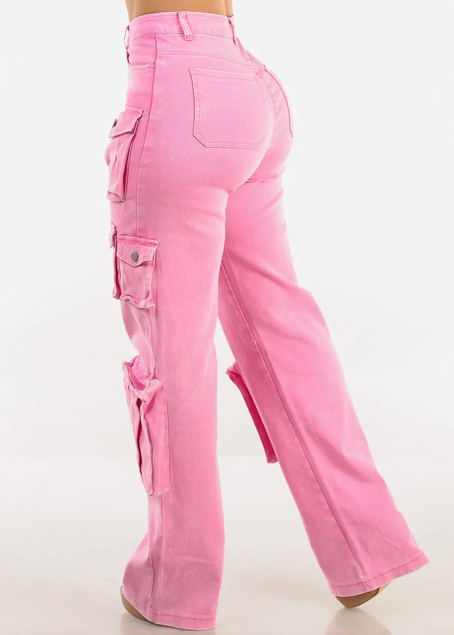 High Waist Utility Cargo Jeans Acid Wash sold by Moda product image thumbnail 5