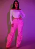 High Waist Utility Cargo Jeans Acid Wash sold by Moda