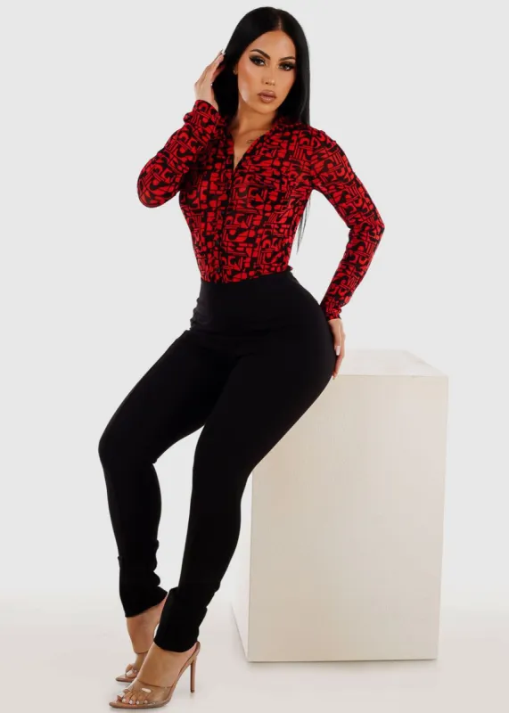 Black High Thick Waist Tummy Control Skinny Pants sold by Moda
