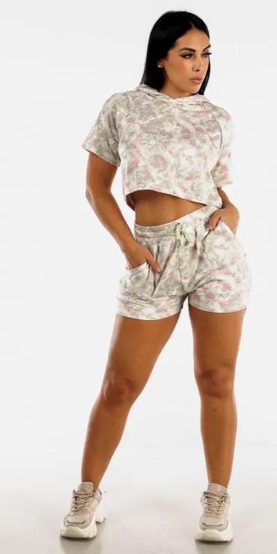 Activewear Floral Athleisure Shorts and Floral Workout Cropped Hoodie sold by Moda