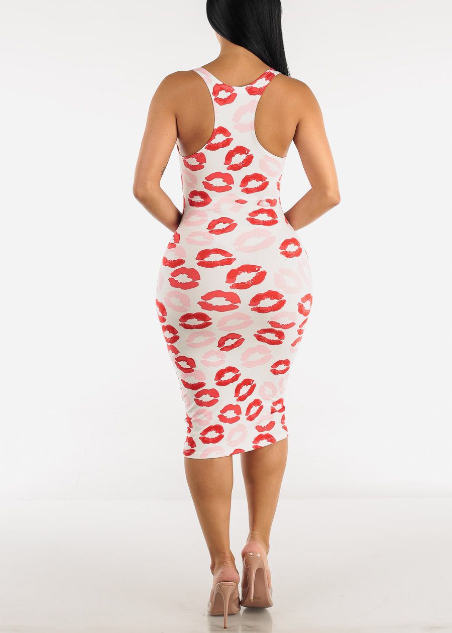 Sleeveless White Printed Bodycon Midi Dress sold by Moda product image thumbnail 3