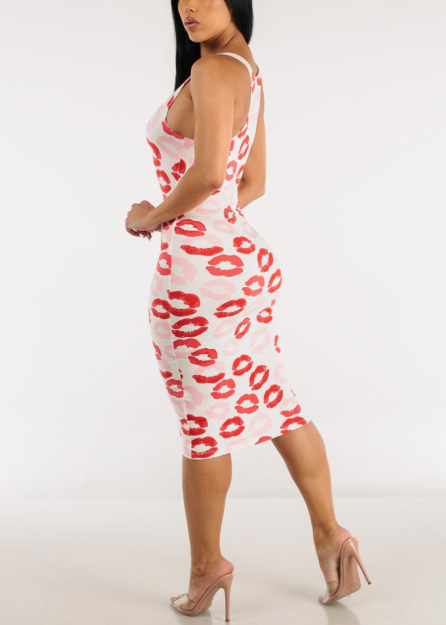 Sleeveless White Printed Bodycon Midi Dress sold by Moda product image thumbnail 4