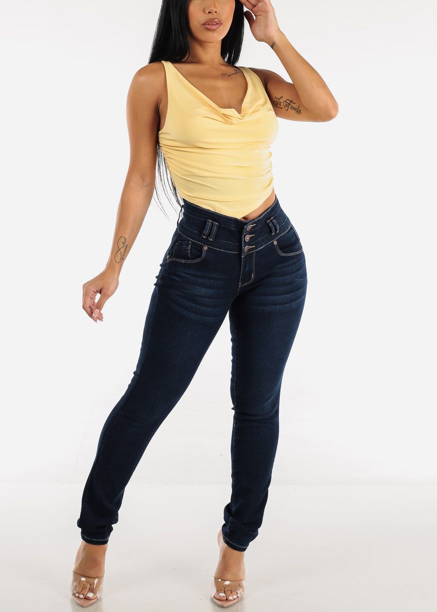 Sleeveless Cowl Neckline Yellow Fitted Top sold by Moda product image thumbnail 2