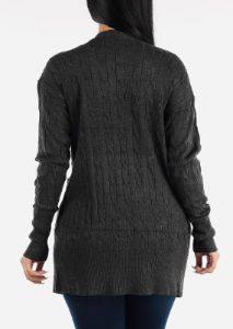 Long Sleeve Charcoal Cardigan w Pockets sold by Moda