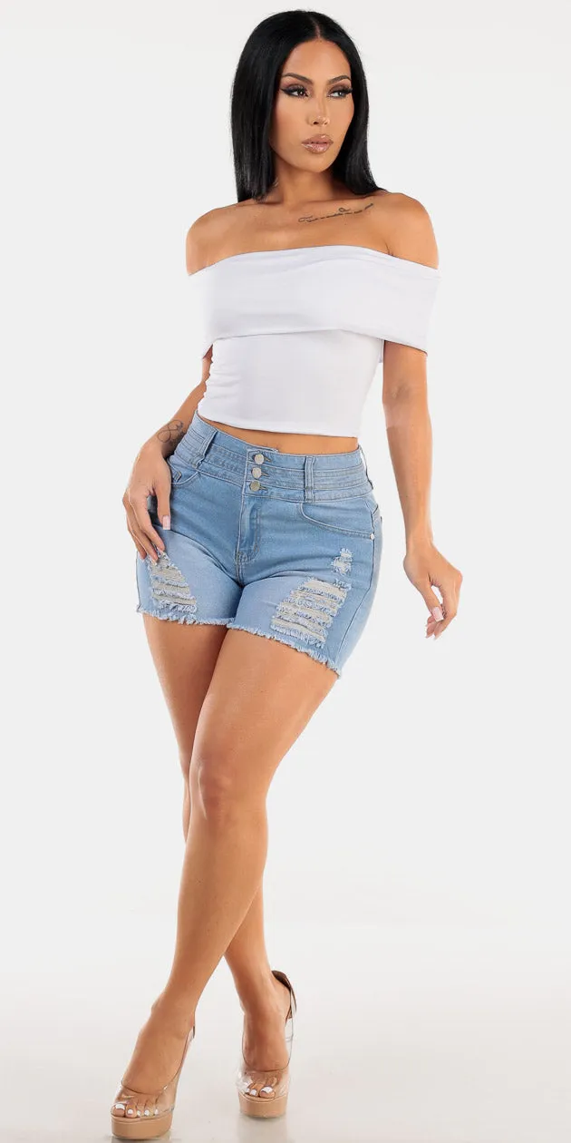 White Butt Lift Ripped Denim Look sold by Moda
