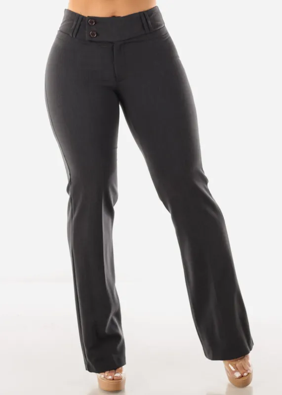 Charcoal High Waisted Stretchy Bootcut Dress Pants sold by Moda