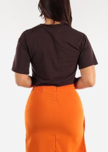 Brown Vintage Graphic Crop Top with Chains sold by Moda