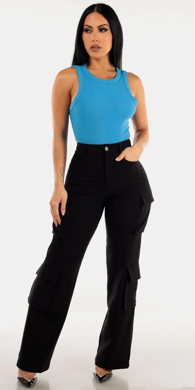 Blue Crewneck Black Cargo Outfit sold by Moda