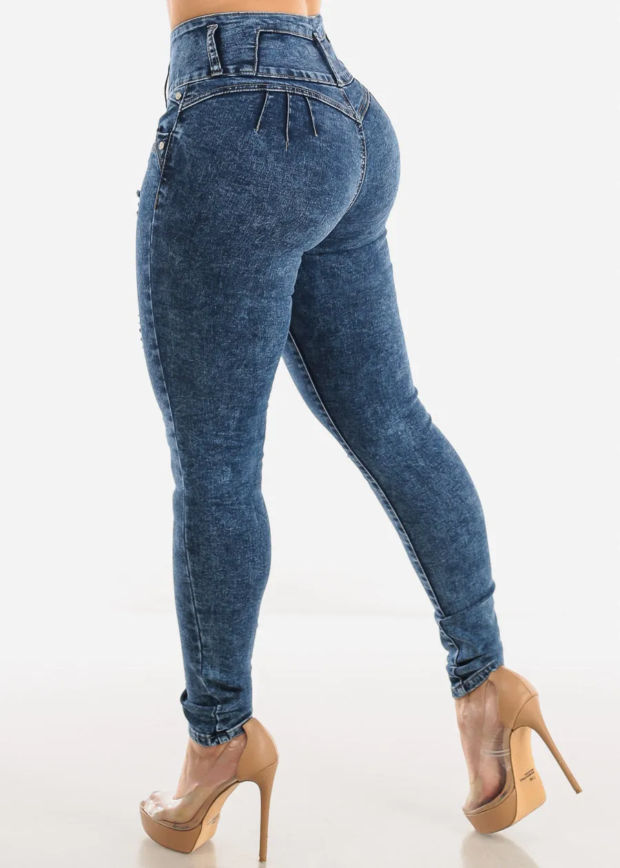 Ripped Levantacola High Rise Skinny Jeans Acid Wash sold by Moda product image thumbnail 5