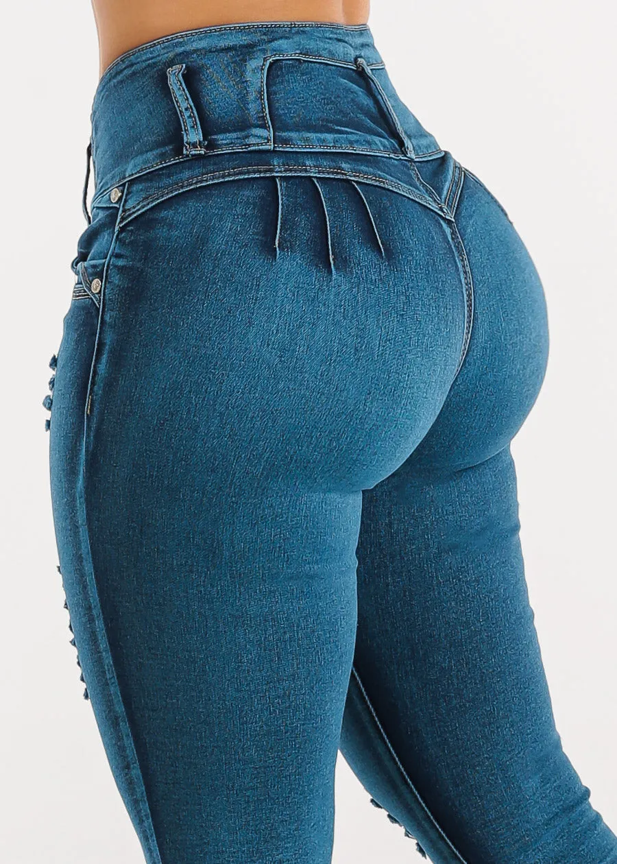 High Waisted Butt Lifting Distressed Skinny Jeans sold by Moda product image thumbnail 2