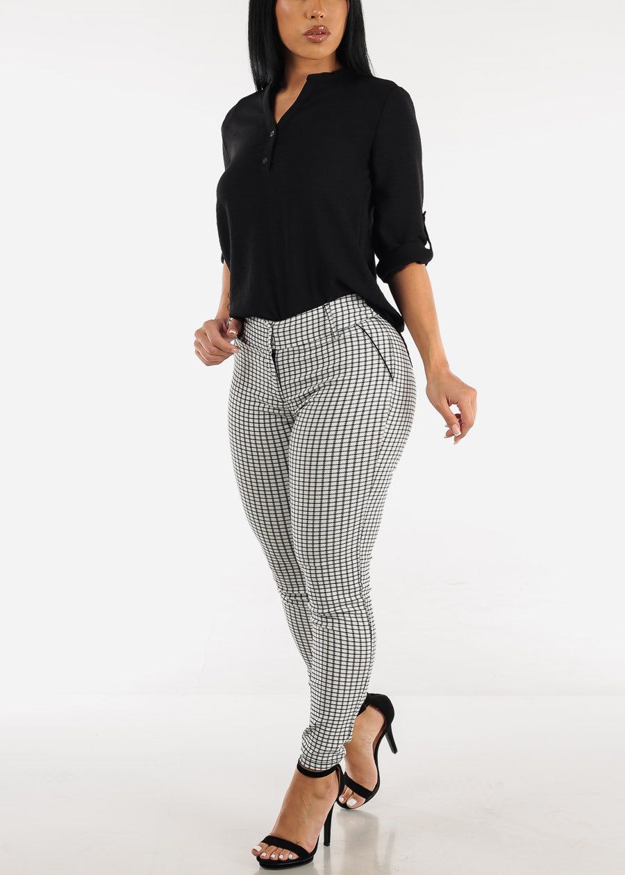 Mid Rise Checkered White Skinny Pants sold by Moda product image thumbnail 2