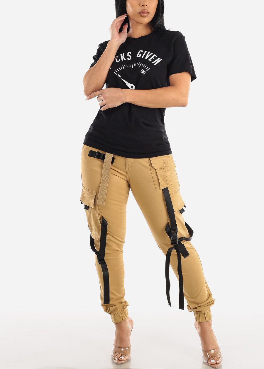 Black Short Sleeve Graphic Tee "0 F*cks Given" sold by Moda product image thumbnail 2