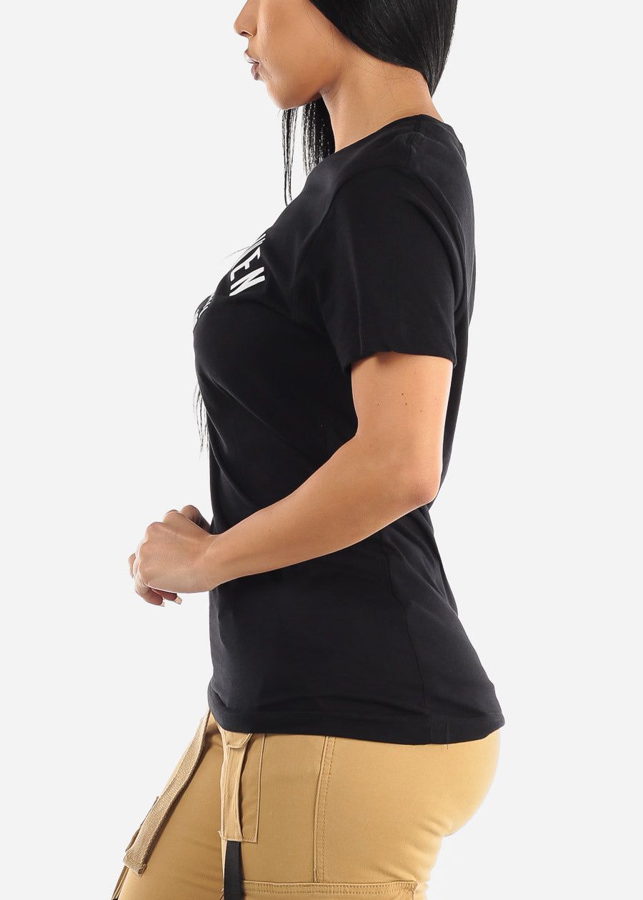 Black Short Sleeve Graphic Tee "0 F*cks Given" sold by Moda product image thumbnail 3