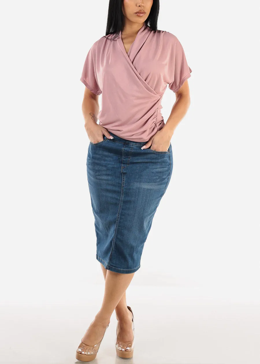 Short Dolman Sleeve Surplice Blouse Rose sold by Moda product image thumbnail 2