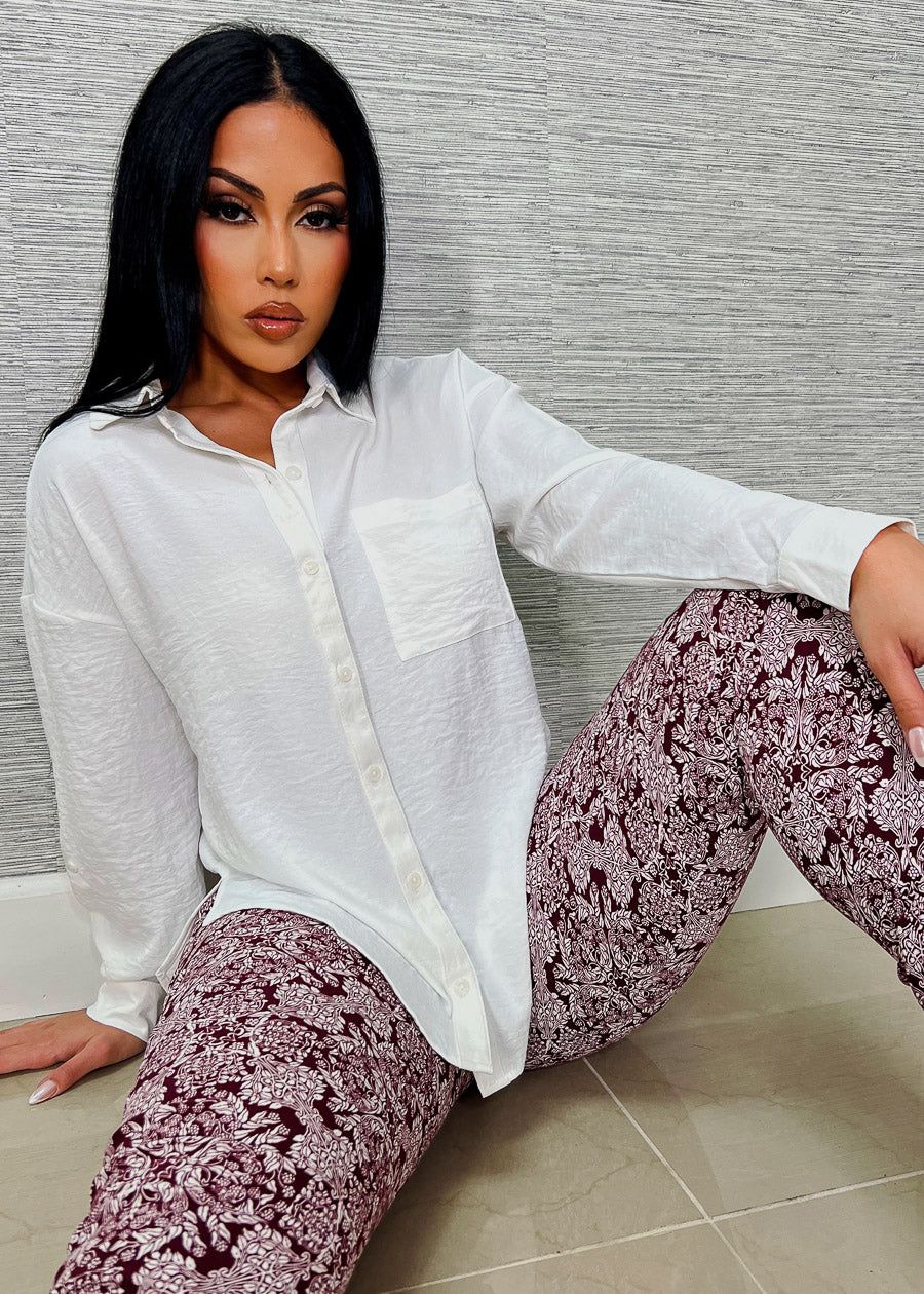 White Long Sleeve Relaxed Fit Collared Blouse sold by Moda product image thumbnail 5