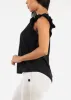 Black Sleeveless Ruffled Woven Blouse sold by Moda