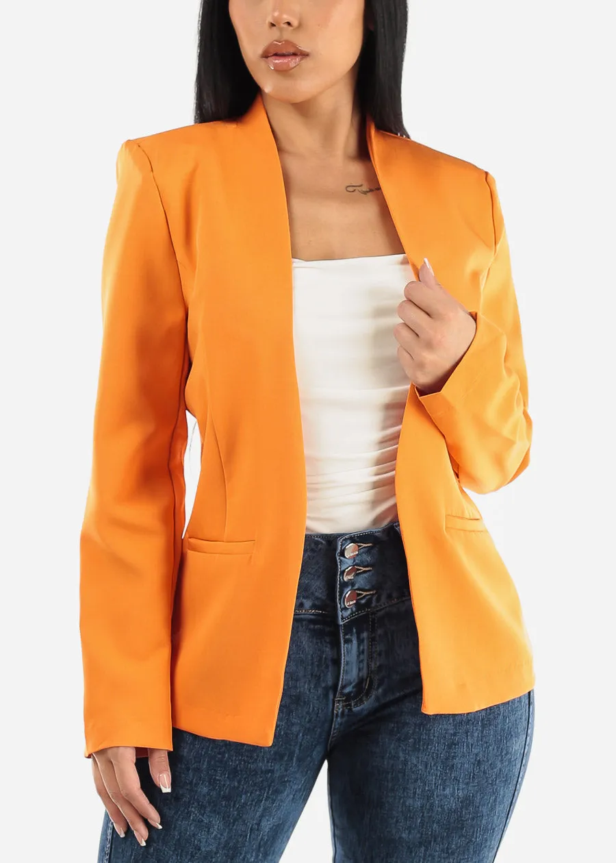 Long Sleeve Open Front Blazer Orange sold by Moda product image thumbnail 3