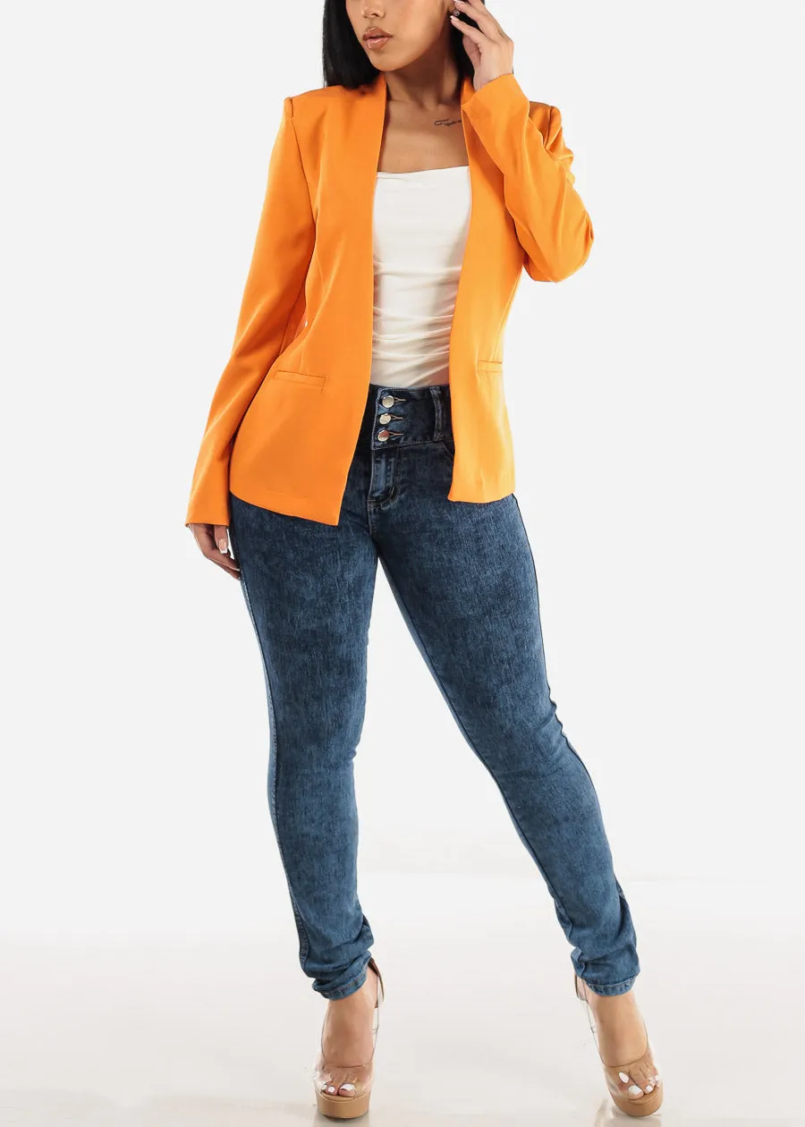 Long Sleeve Open Front Blazer Orange sold by Moda product image thumbnail 4