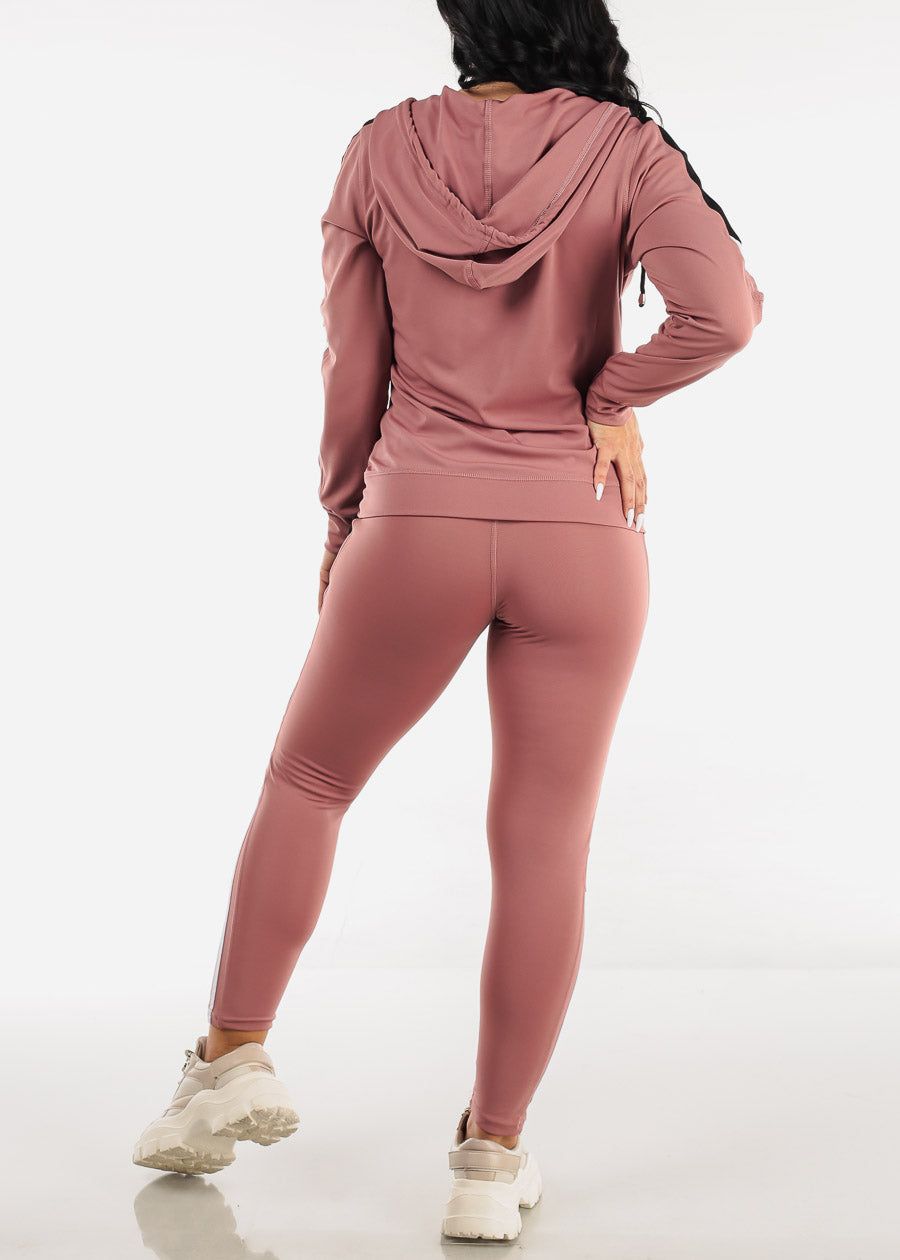 Activewear Jacket, Tank Top & Leggings Mauve (3 PCE SET) sold by Moda product image thumbnail 5