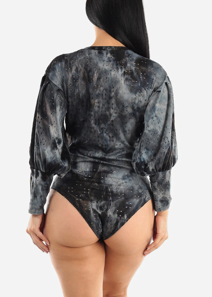 Long Sleeve Tie Dye Thong Bodysuit Black sold by Moda product image thumbnail 4
