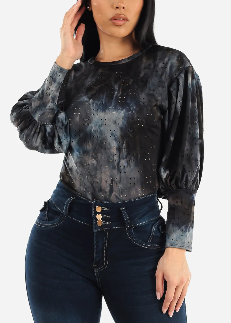 Long Sleeve Tie Dye Thong Bodysuit Black sold by Moda product image thumbnail 5